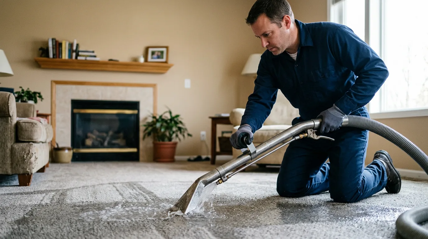 Water damage restoration technician working near Novinger, MO